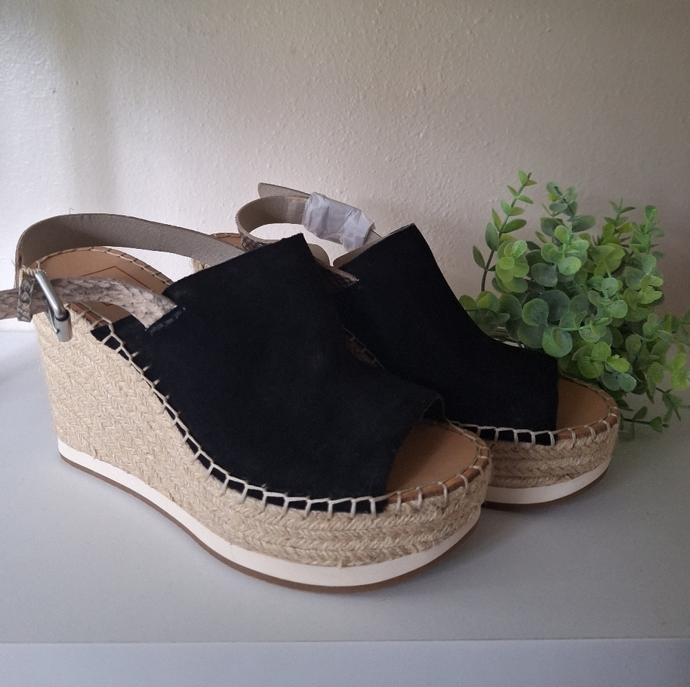 Dolce Vita Black and Tan Espadrille Sandals